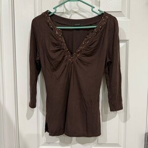 Brown sequin detail top